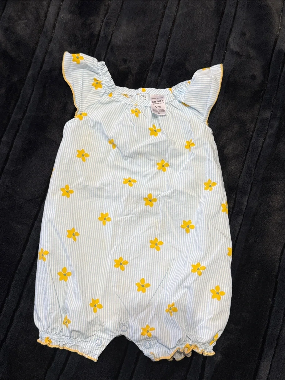 Set of 3 Baby Rompers - Red, Mint Butterfly, blue striped floral 6-9 months